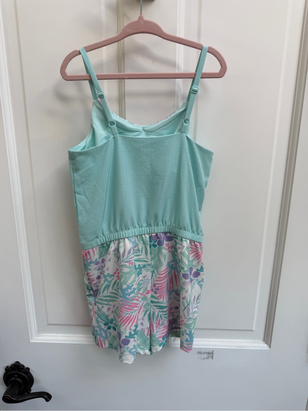 More Than Magic Girls XS 4 5 Blue Aqua & Floral Sleeveless Summer Beach Romper - Picture 6 of 6